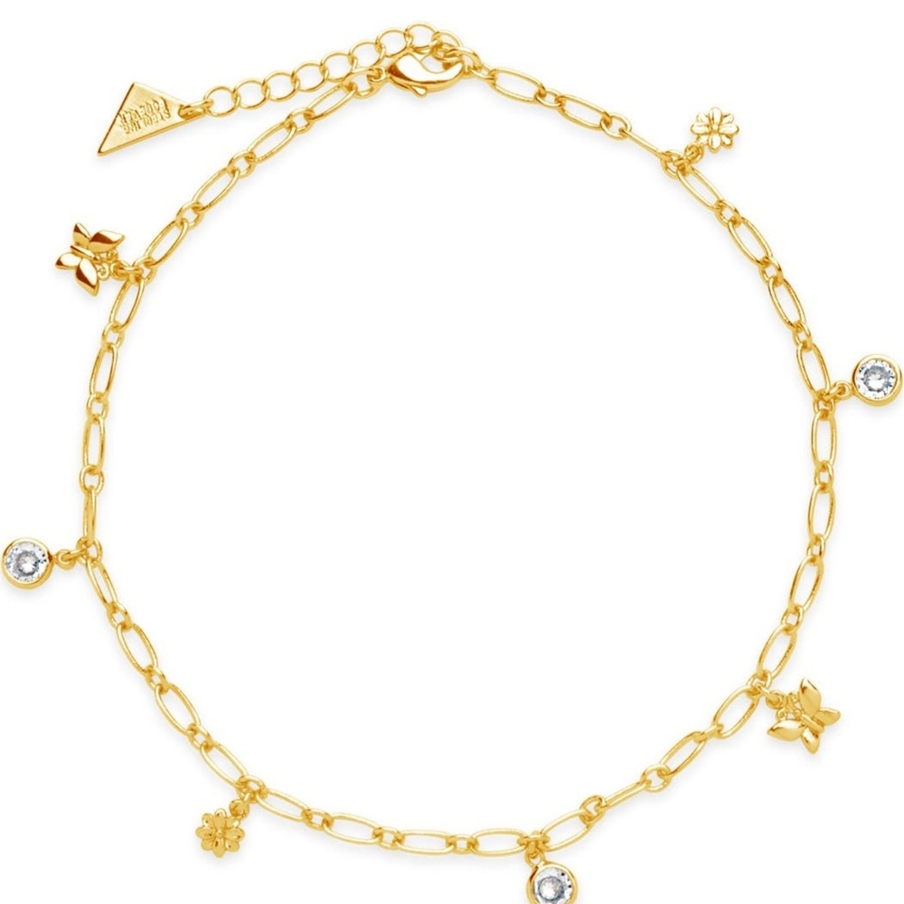 Sterling Forever Butterfly & Blossom Anklet